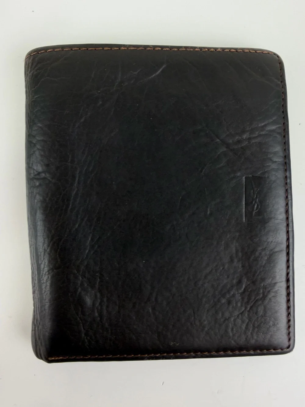Yves Saint Laurent YSL Dark Brown Leather Bifold Wallet Vintage